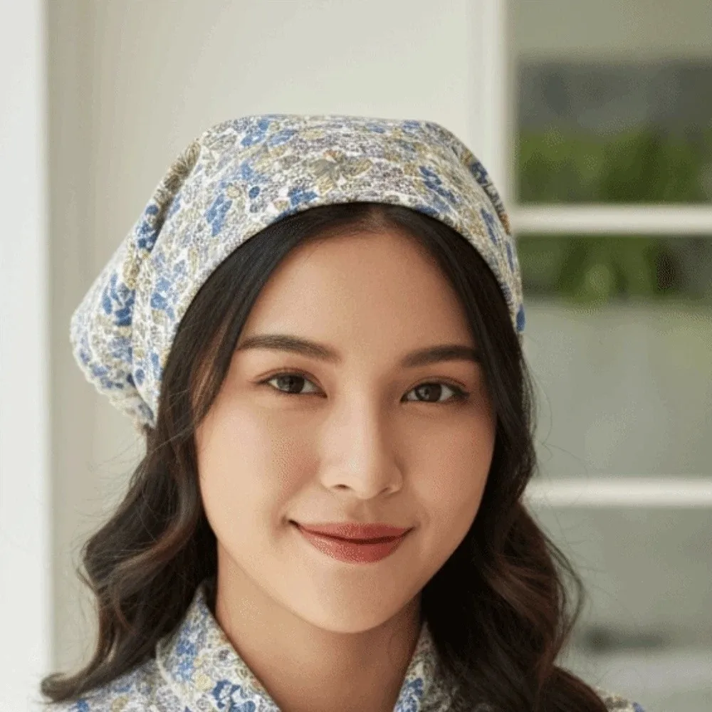 

Breathable Small Square Scarf Lightweight Sunshade Floral Patterned Headscarf Headband Hair Band Printed Silk Scarf Spring