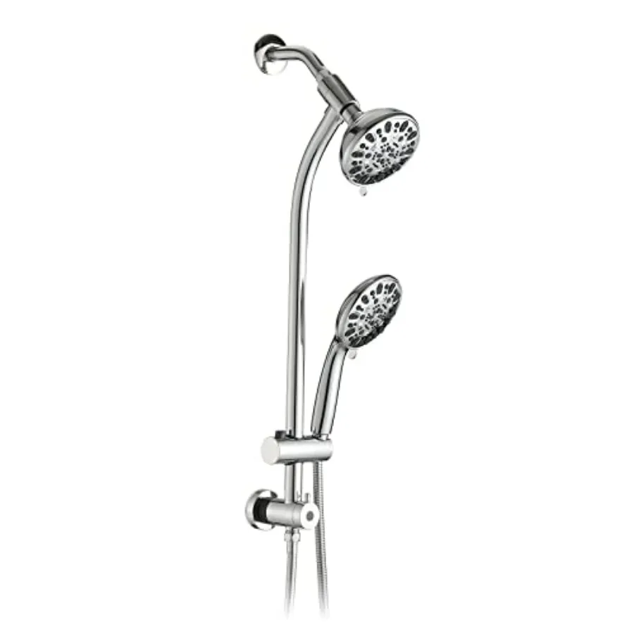 

High Pressure 48-Settings Shower Head with Handheld Shower, Drill-Free 3-Way Diverter for Easy Reach, Adjustable Height Slide B