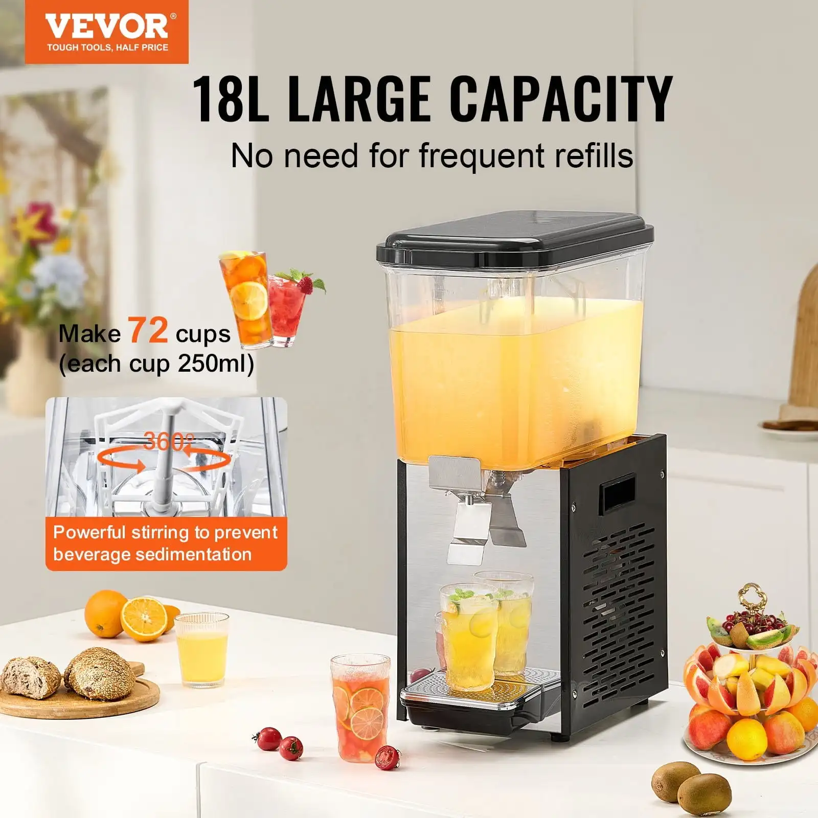 

Commercial Beverage Dispenser 18L Cold Juice Ice Drink Dispenser for Party