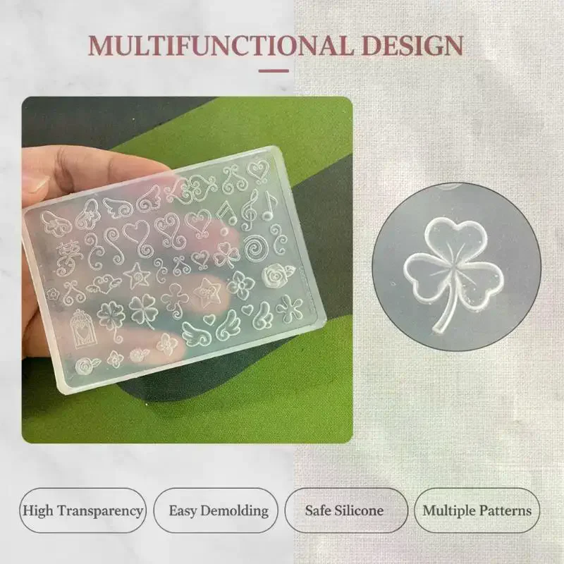 1Pcs Manicure Multi Shapes Vine Small Model 3D Four Leaf Clover Flower Note Wings Nail Art Silicone Mold DIY Nail Art Supplies