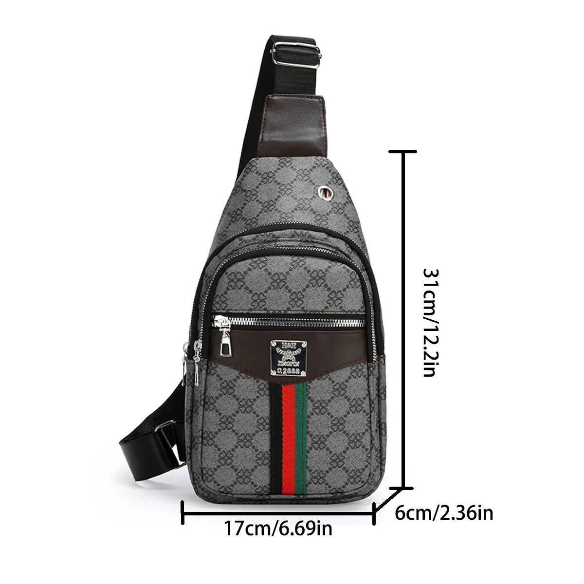 حقيبة صدر رياضية متعددة الاستخدامات لنمط البرسيم وشعار معدني مبطن بفتحة سماعة الرأس وحزام قابل للتعديل لحقيبة الخصر اليومية #2