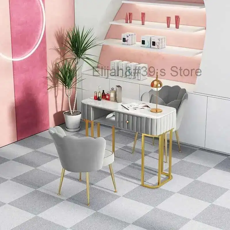 Simple Nordic Nail Tables Grey Design Modern Exquisite Manicure Desk Simple Receptionist Nagel Tafel Salon Furniture HD50ZJ