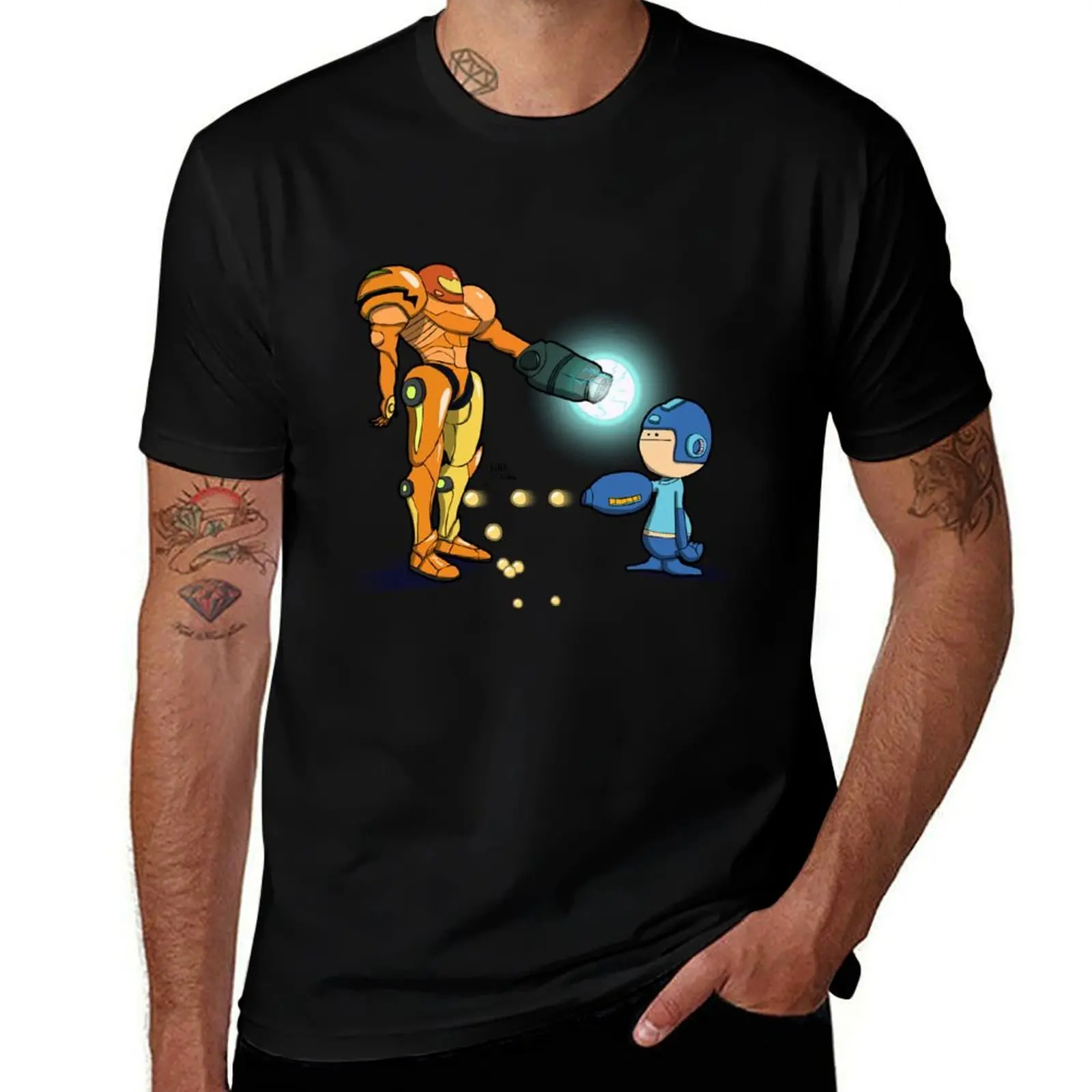 

Samus Vs Mega T-Shirt Basic Solid Color Short Sleeve Cotton Top