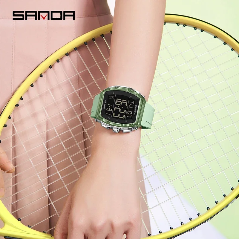 SANDA New Fashionable Luxury Men's Sports Electronic Watch Waterproof Countdown Calendar Night Light Men's Electronic Wristwatch