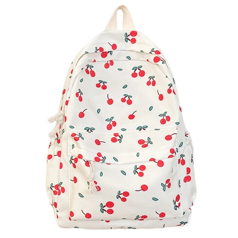 Mochila escolar con estampado frutas japonesas elegante, mochila viaje capacidad