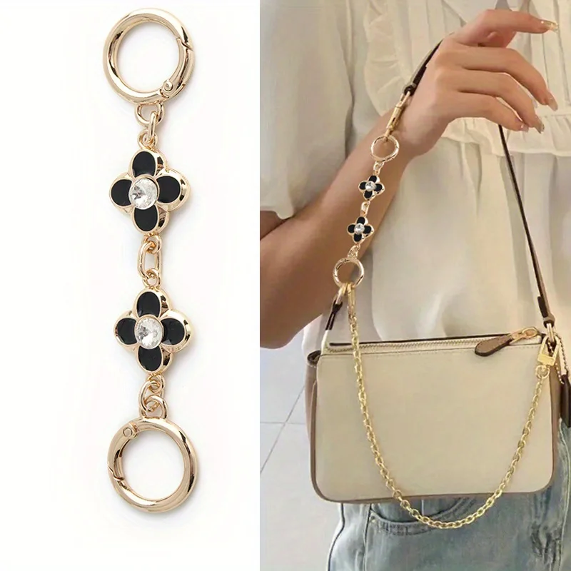 1PC 13.5cm Diamond Flower Metal Extended Chain Crossbody Bag Shoulder Bag DIY Shoulder Bag with Extended Decorative Chain