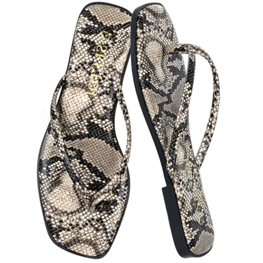 

Женские шлепанцы с квадратным носком, удобные кожаные сандалии-вьетнамки, легкие летние пляжные шлепанцы