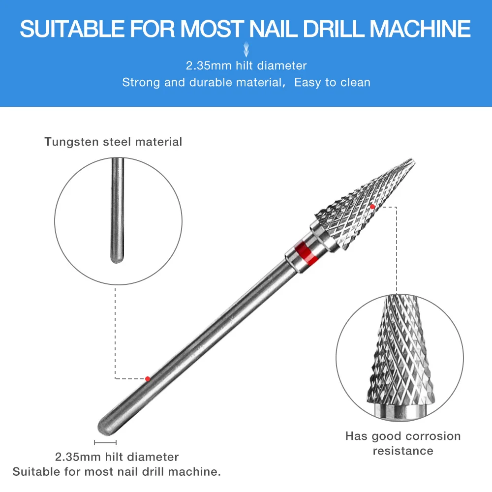 LadyMisty Tungsten Carbide Nail Drill Bit Electric Nail Mills Cutter for Manicure Machine Nail Accessories