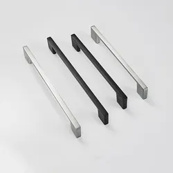 Kk & Fing 1Pc Eenvoudige Zwarte Aluminium Keukenkast Deurgrepen Lade Trekt Glas Kast Kledingkast Portiergrepen Meubels hardware