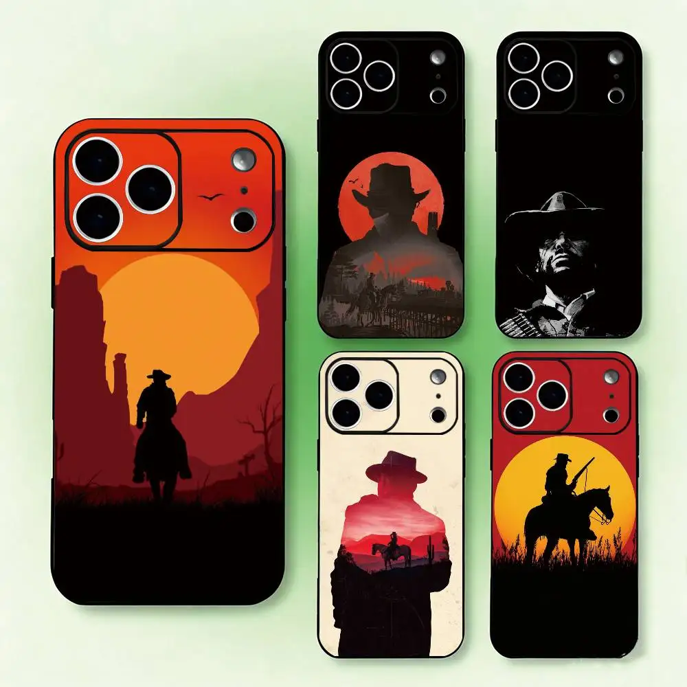 Coque de téléphone R-Red D-Dead R-Redemption 2 pour iPhone 17, 16, 15, 14, 13, Plus, Pro Max, XS, en silicone souple noir