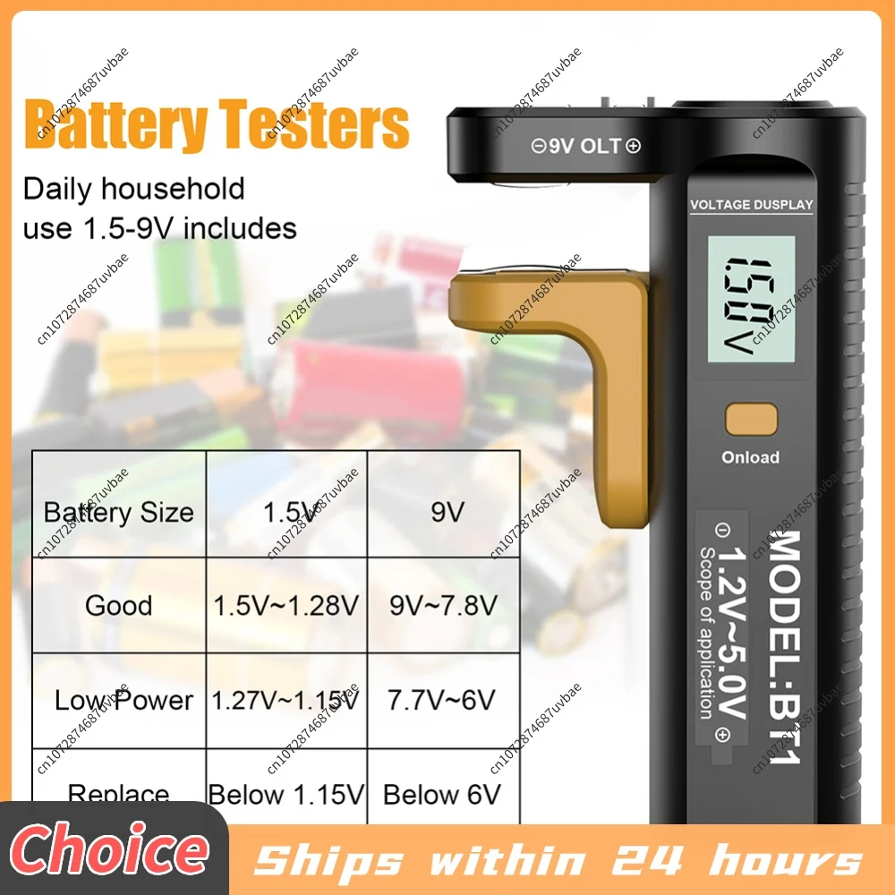 LCD Digital Battery Tester Battery Capacity Tester Volt Measure Measurements Tester for AA AAA C D 9V 1.5V Button Cell Batteries