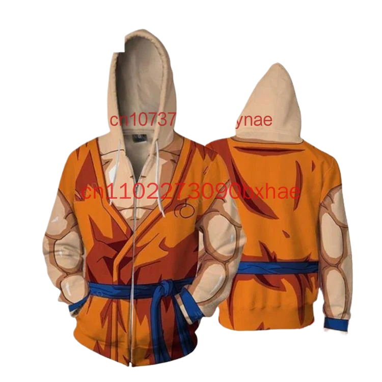 

Autumn and Winter New Dragon Ball Zipper Hoodie 3D Printed Cosplay Harajuku Street Men's and Women's Hoodie Coat
