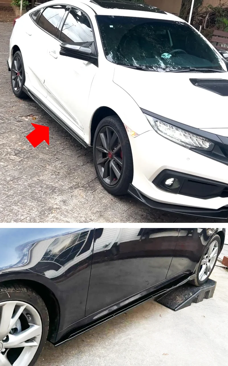 Für Honda Civic 2015+ Schrägheck Limousine Typ-R Seitenschweller Verlängerungsleitung Rocker Panels Guard Body Kit ABS glänzend schwarz – Detail 3