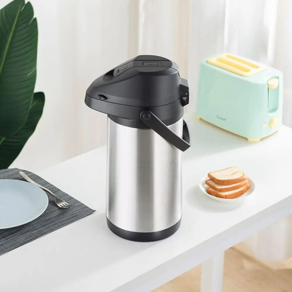 Stainless Steel Airpot Coffee Pot with Pump Press-type Thermos Kettle Insulated Double Layer Water Dispenser Outdoor