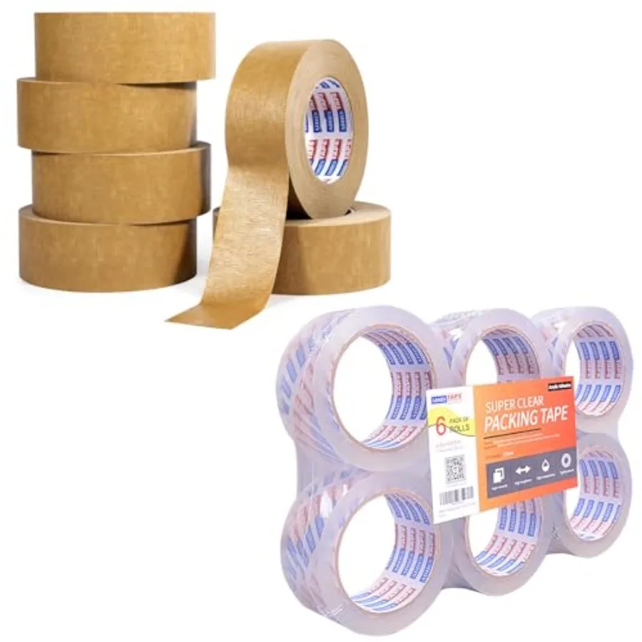 

ADHES Heavy Duty Brown Packing Tape 7.5mil 2 Inch x 55 Yards x 6 Rolls+Shipping Tape 50M Length 4.8cm Width 2.6Mil Thickness