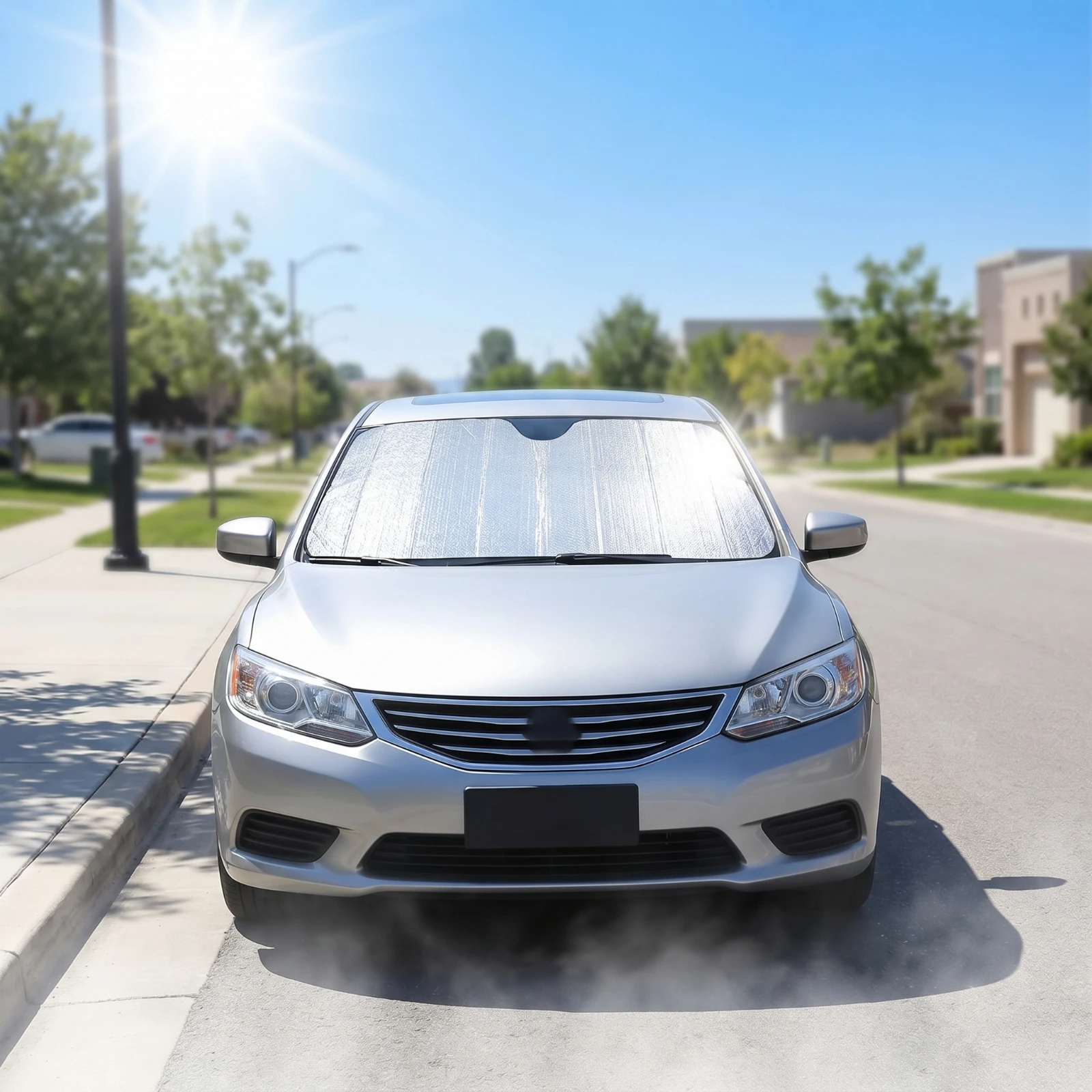 Windshield Sunshade with Aluminum Foil All-Season Windshield Sunshade Waterproof Windproof for Drivers, Outdoor Parking, Cars