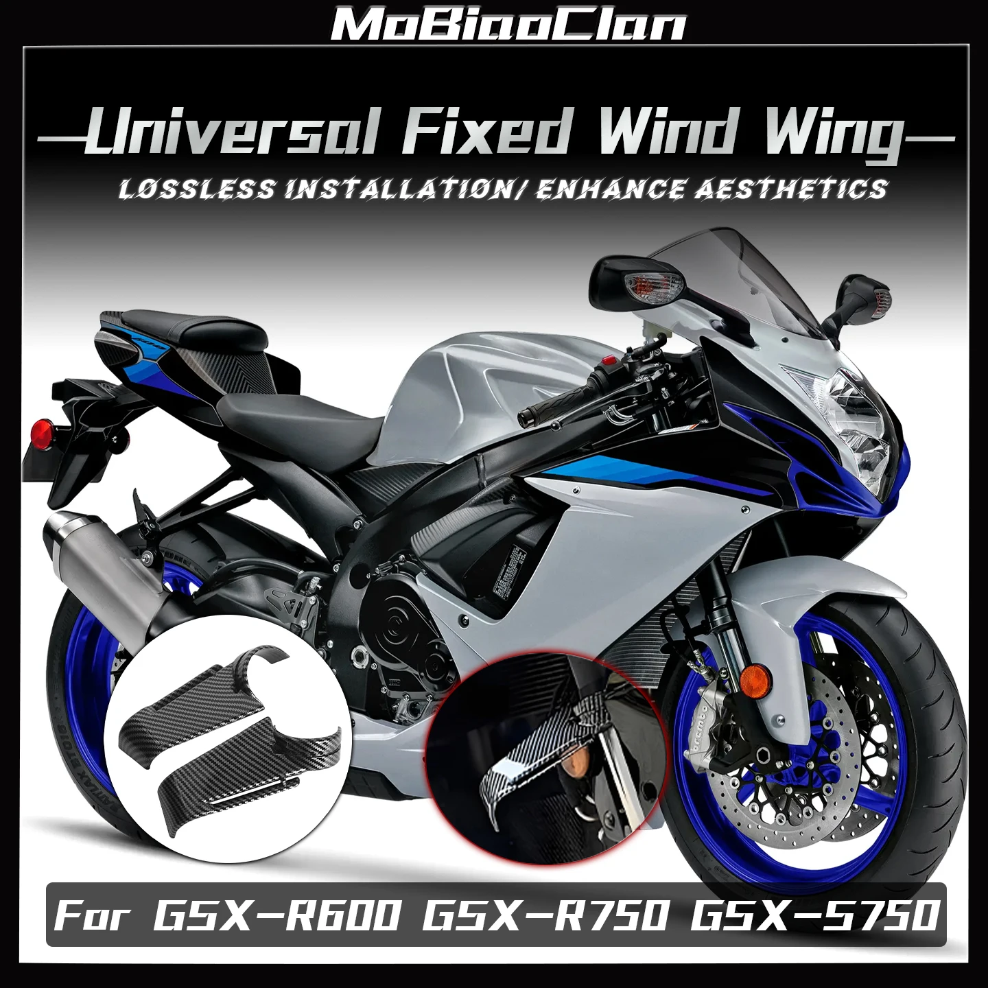 

For Suzuki GSX R600/R750 GSX-R600 GSX-R750 GSX-S750 shock-absorbing fixed wing side wing guide plate universal fixed wing