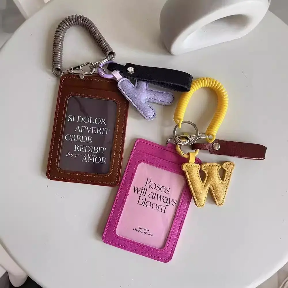 Portfel na karty z PU skóry z zawieszką w kształcie litery, przezroczysty etui na dowód osobisty, etui na karty.