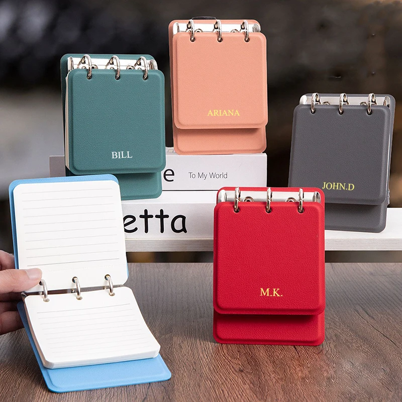 Custom Name PU Leather Cover Notebook DIY Binder Business Office Memo Wholesale Luxury Casual Notepad Personalized Book Gift