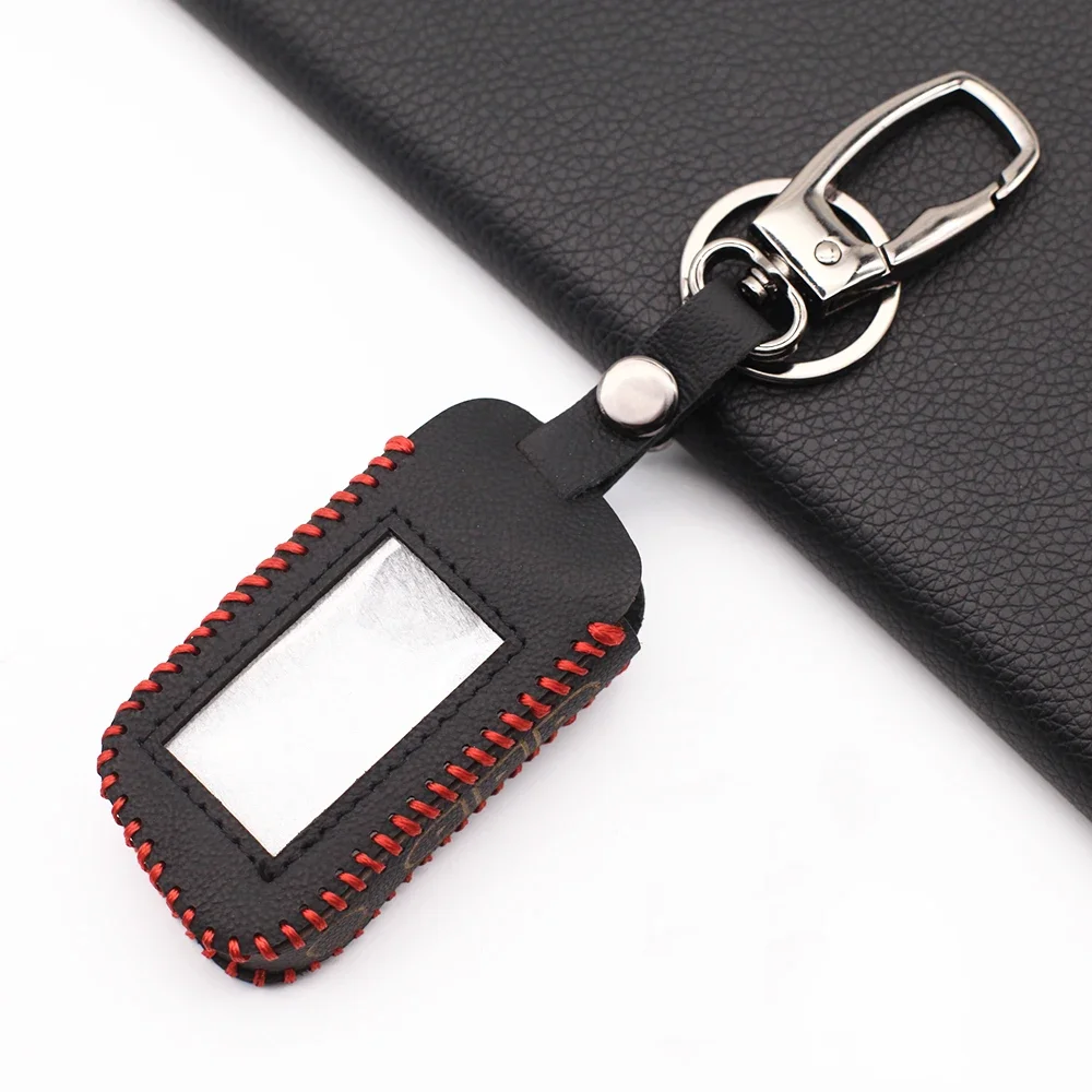 New Latest 100% Leather Key Case for Starline A93 A63 Car Alarm Remote Controller LCD Keychain Cover Accessories