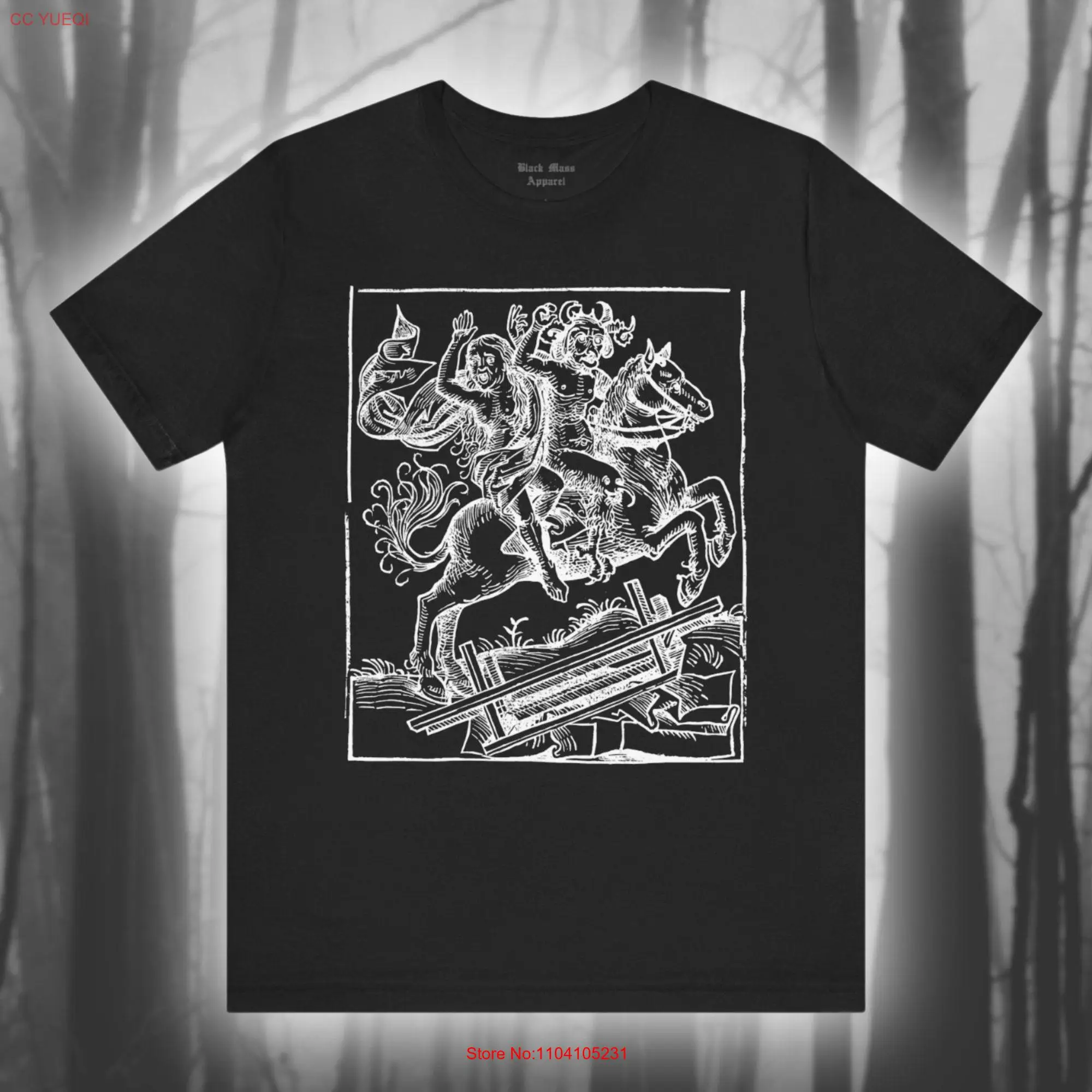 Witch of Berkeley Creepy Gothic T Shirt Occult WoodcuT Vintage Witchcraft Black Magic Medieval  long or short sleeves