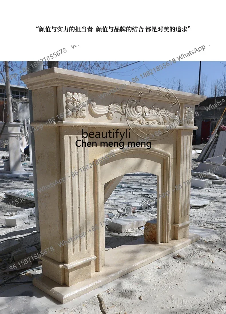 Z183 Marble French mantel European carved natural stone decorative cabinet Villa living room heating