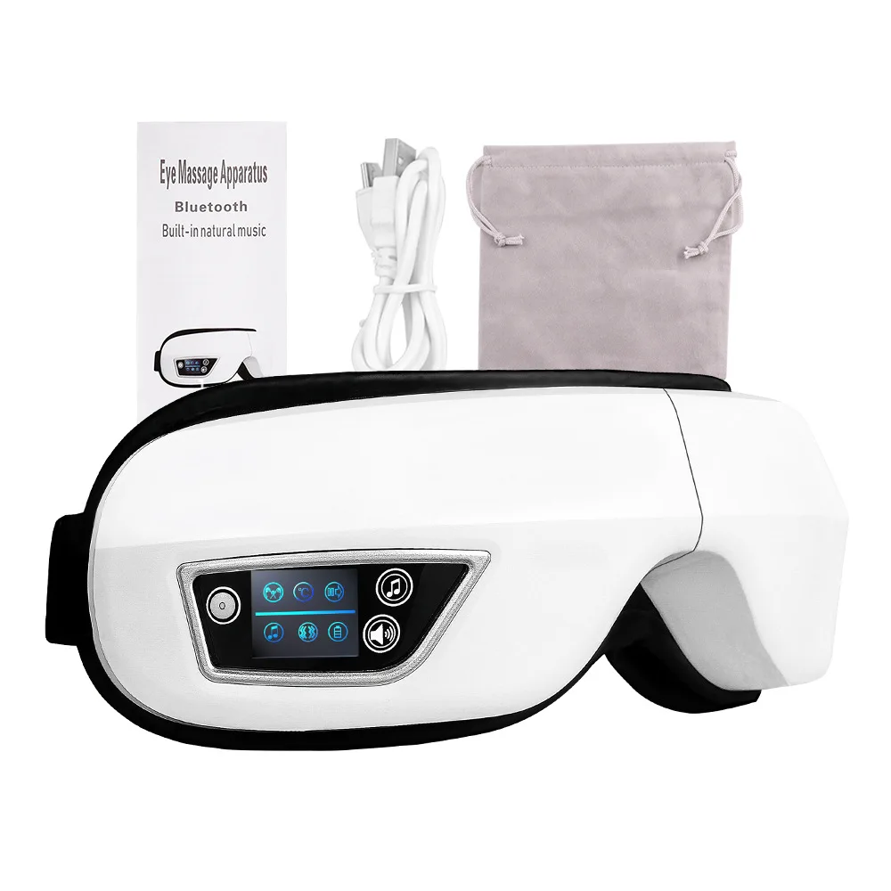 Nieuw ontwerp Warm kompres Muziek Siliconen Trillingsmassagekoppen Oogzorg Slim elektrisch ritme Oogmassageapparaat