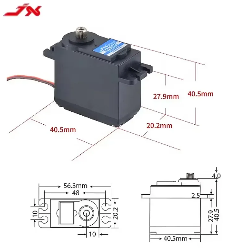 JX PDI-5513MG เซอร์โวมอเตอร์ดิจิตอลแรงบิดสูง 13 กก. 2BB เกียร์โลหะ สำหรับรถบังคับวิทยุ 1/10 1/18 เครื่องบิน หุ่นยนต์ เรือ