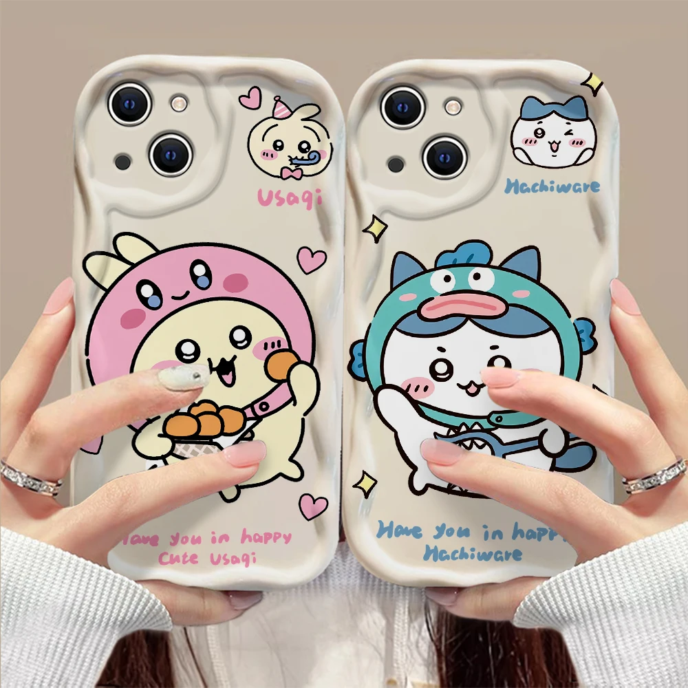 Cute Anime Chiikawas 3D Wave Case For iPhone 15 14 13 12 11 Pro Max Mini X XR XSMAX 8 7 6S Plus Soft Silicone Cover