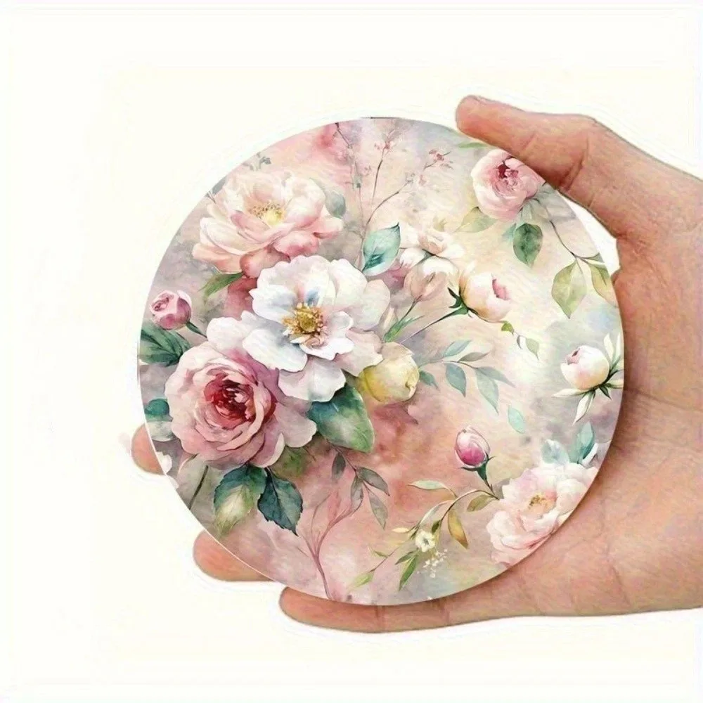 6pcs Stylish Heat-Resistant Wooden Coasters Non Slip Fish 2D Flat Mat Flower Cat Dog Drink Coaster Holiday Parties