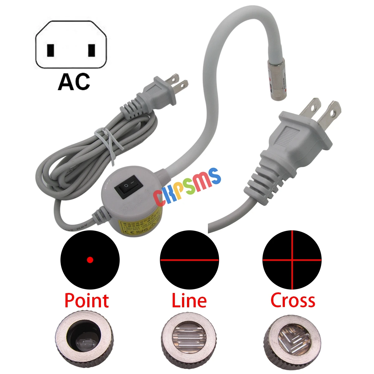 110V-120V AC Plug Magnetic Base, 360° Gooseneck Red Positioning Laser Light FOR Sewing & Cutting Machines