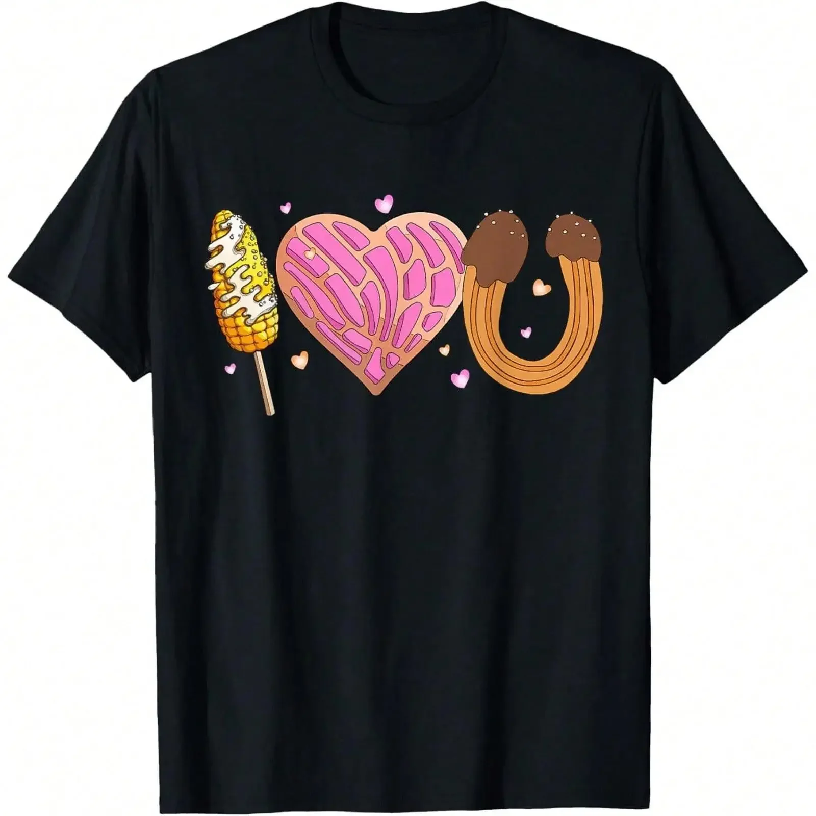 Lustiges mexikanisches Valentinstag T Shirt I Love U Conchas Elotes Churros vintage Washed Comfortable graphic Unisex homme