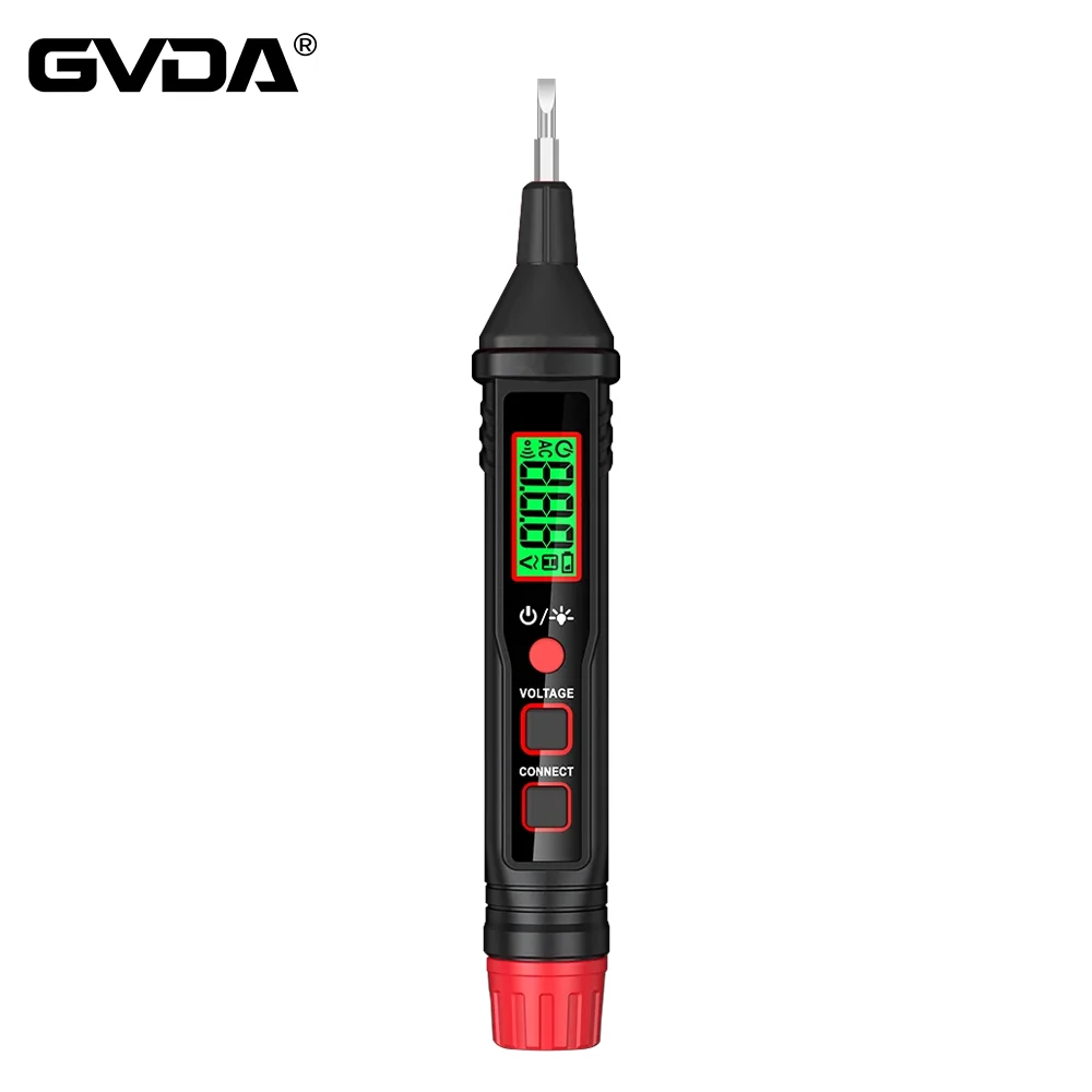 GVDA Non-contact AC Voltage Detector 12-300V Voltage Tester Electric Measuring Pen Backlight Display Flashlight Electrician Tool