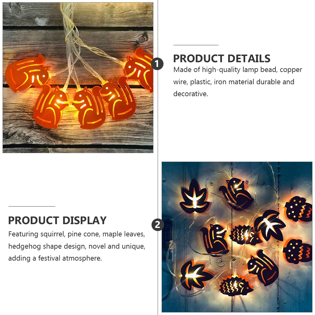 

1Set LED Decoration Light String Rustic Iron Art Crafted Lamp Bead Lights for Harvest Festival Autumn Party Thanksgiving