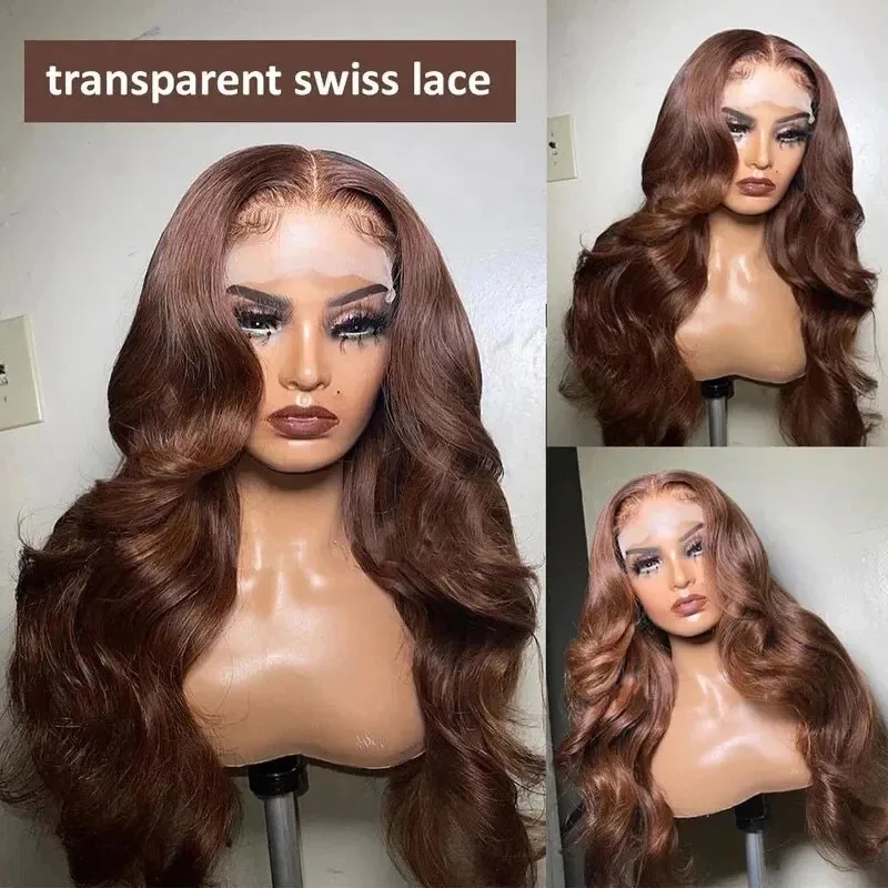 Chocolate Brown 13x6 Human Hair Wigs Hd Lace 13x6 Transparent Lace Frontal Wig 30 Inch Pre Plucked Remy 13x4 Brazilian Wigs