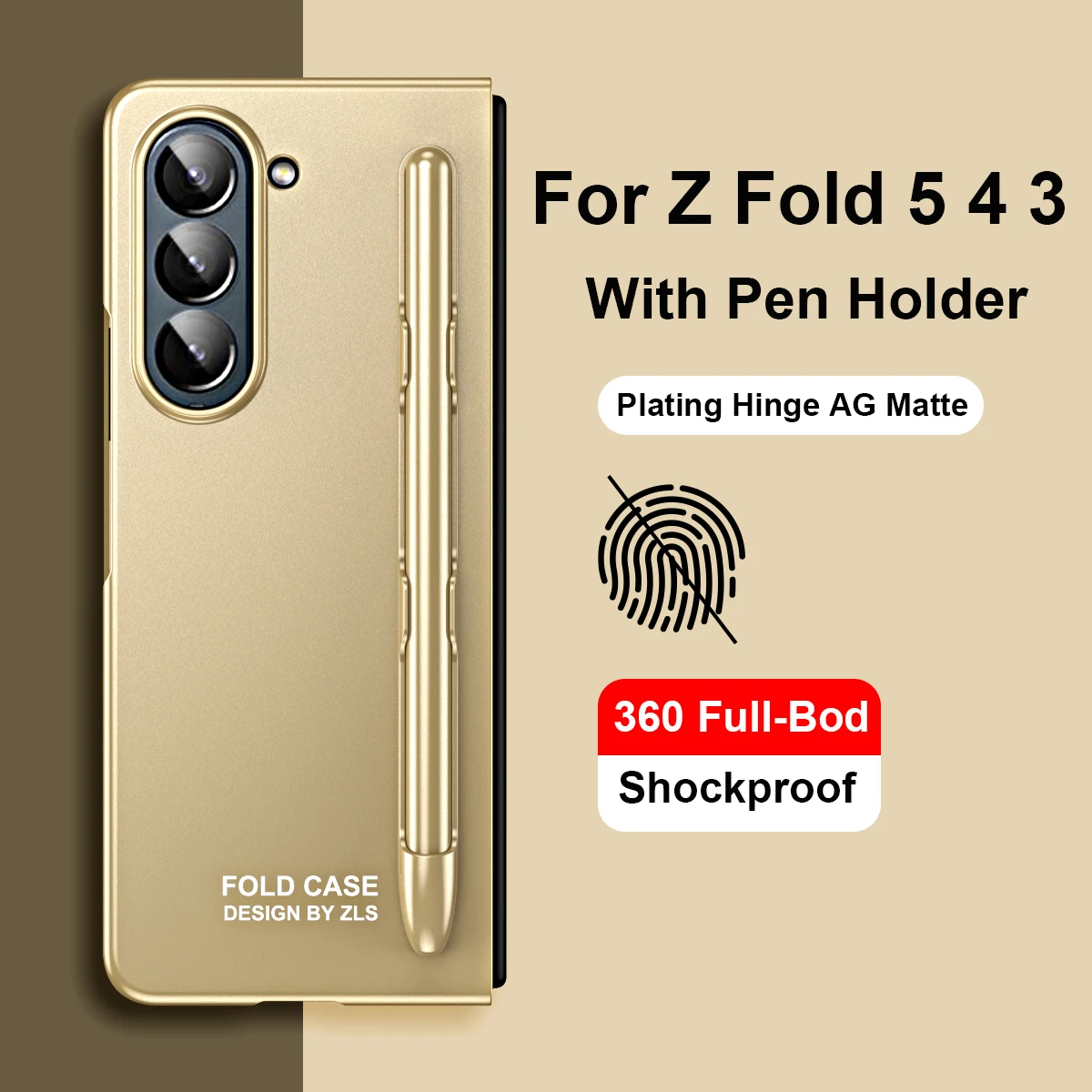 360 Full-Bod Plating Hinge Case For Samsung Galaxy Z Fold 5 with Pen Holder Shockproof Armor Protector Cover Z Fold 6 4 3 Coque