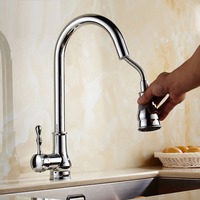 Gourd Head Pull-out Kitchen Faucet 304 Stainless Steel Double Outlet Water-cooled Hot Wash Vegetable Basin Single Hole Faucet