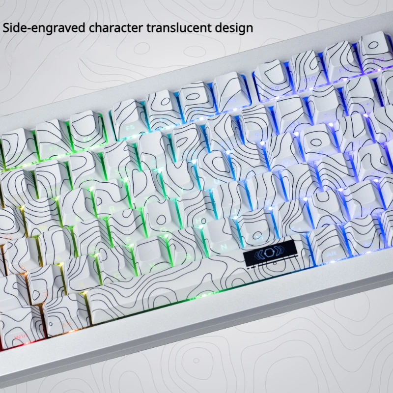 ECHOME Contour Line Theme Keycap Set PBT Dye Subbed Side-engraved Keyboard Cap Cherry Profile Key Cap for Mechanical Keyboard