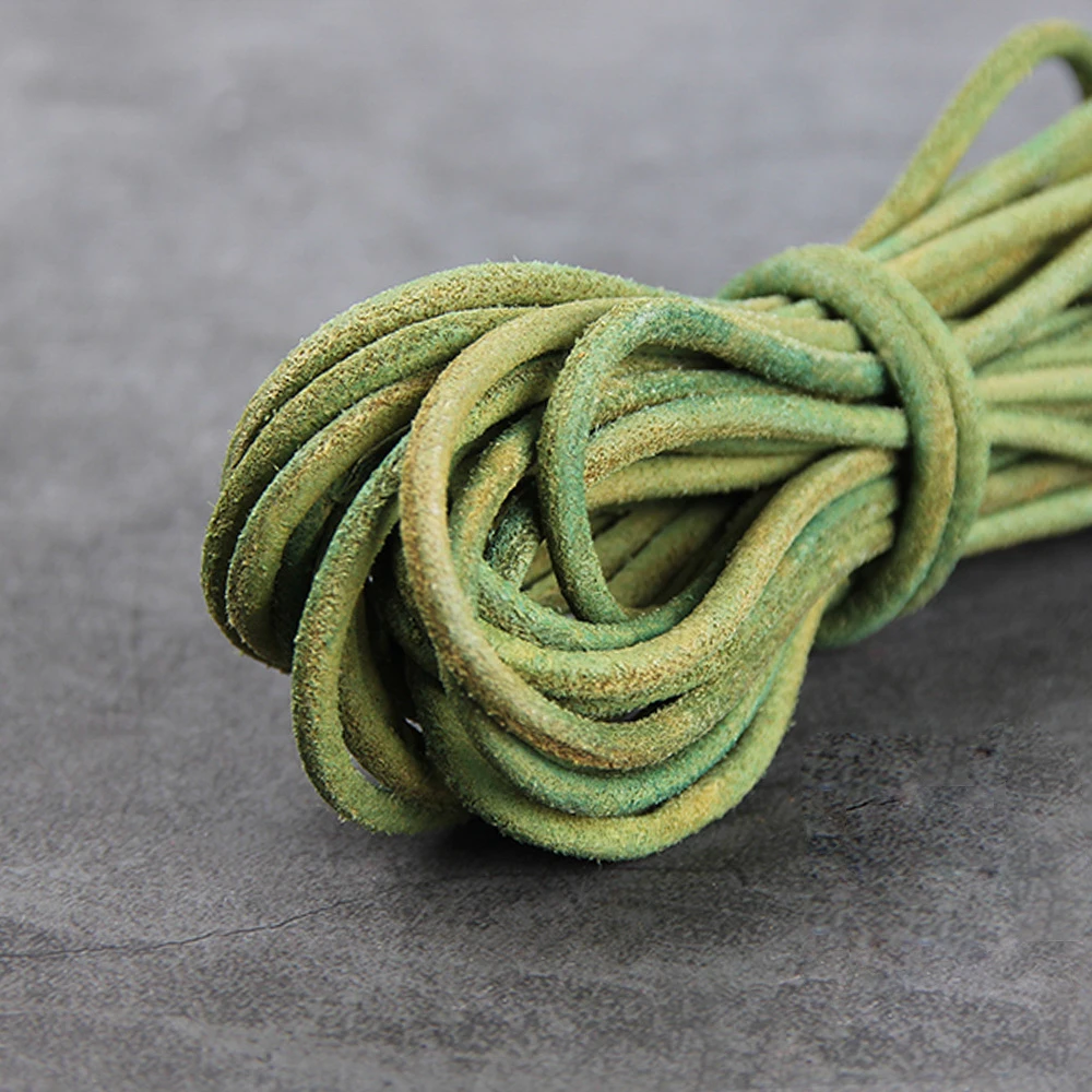 2 Meter 3 mm Roud Echtleder-Kordel, bunte Armband-Schnur, Spitzenband, DIY-Armbänder, Halsketten-Herstellung, Schmuckzubehör – Detail 5