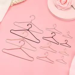 10Pcs Cute Mini Hangers Metal Doll Dress Clothes Stand for Organizer Doll Clothing Miniature Hangers Dollhouse Decorations