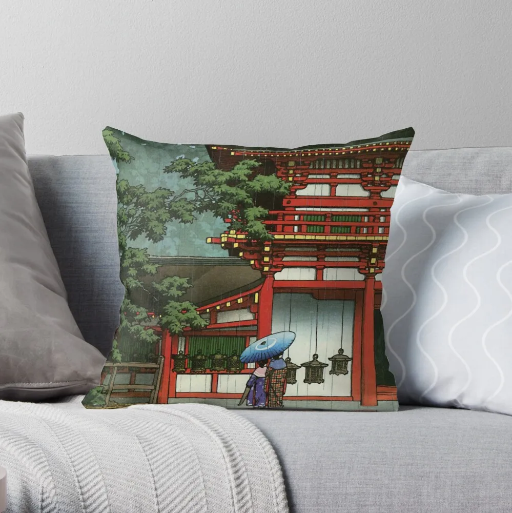 

Japanese Classic Asian Temple Rain Asia Art Throw Pillow christmas cushion for home Cushions home decor