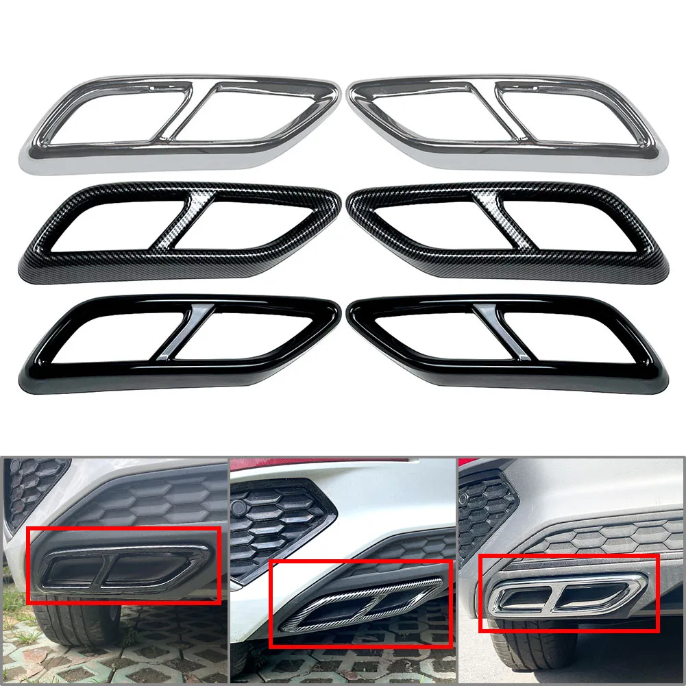 2 Pcs Car Rear Throat Exhaust Pipe Muffler Tips Cover Trim Decoration For Audi A3 8Y S Line Sportback Sedan 2021 2022 2023