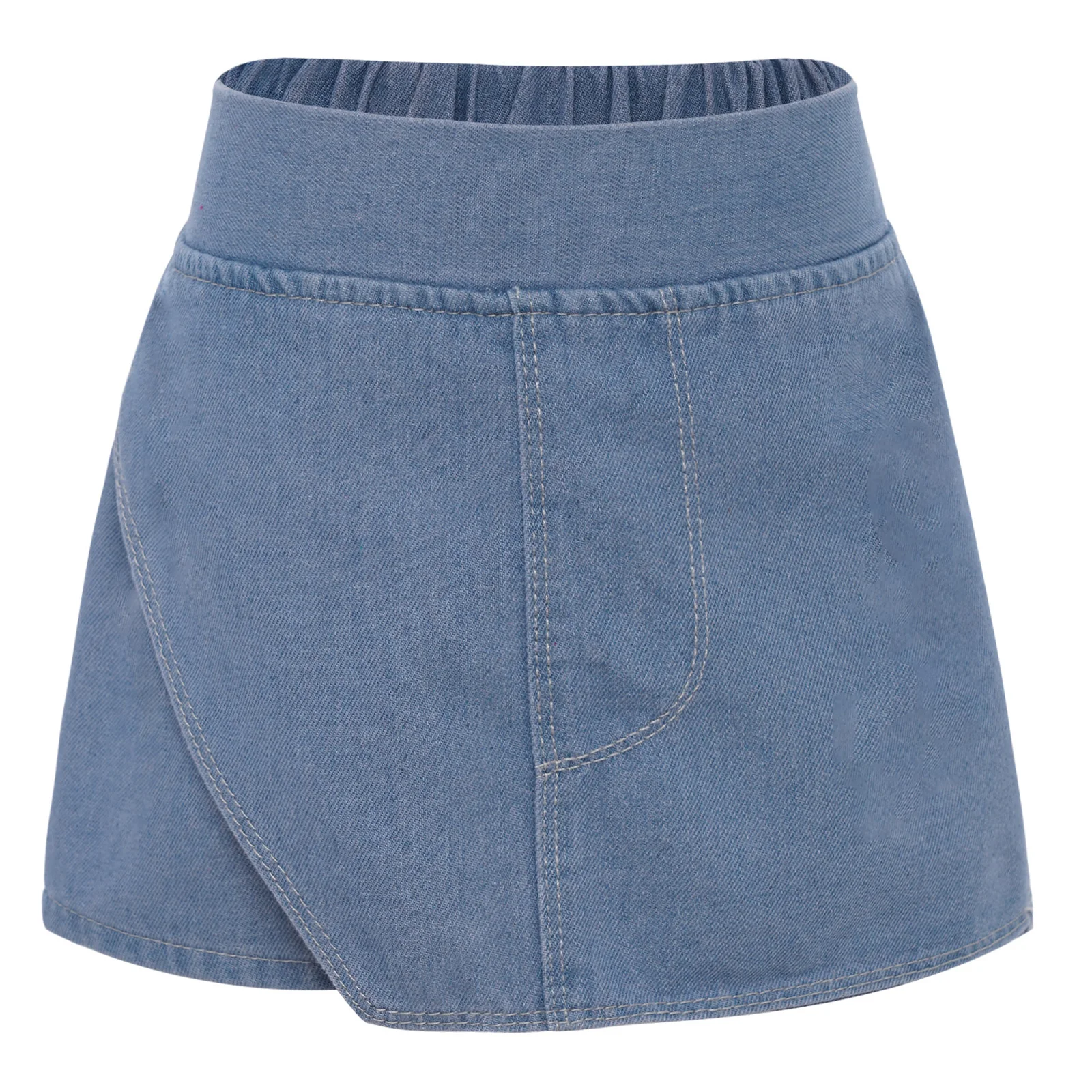 

Kids Girls Jean Skirt Shorts Summer Soft Elastic Waistband Denim Skort with Pockets for Weekend Picnic Park Vacation Beachwear
