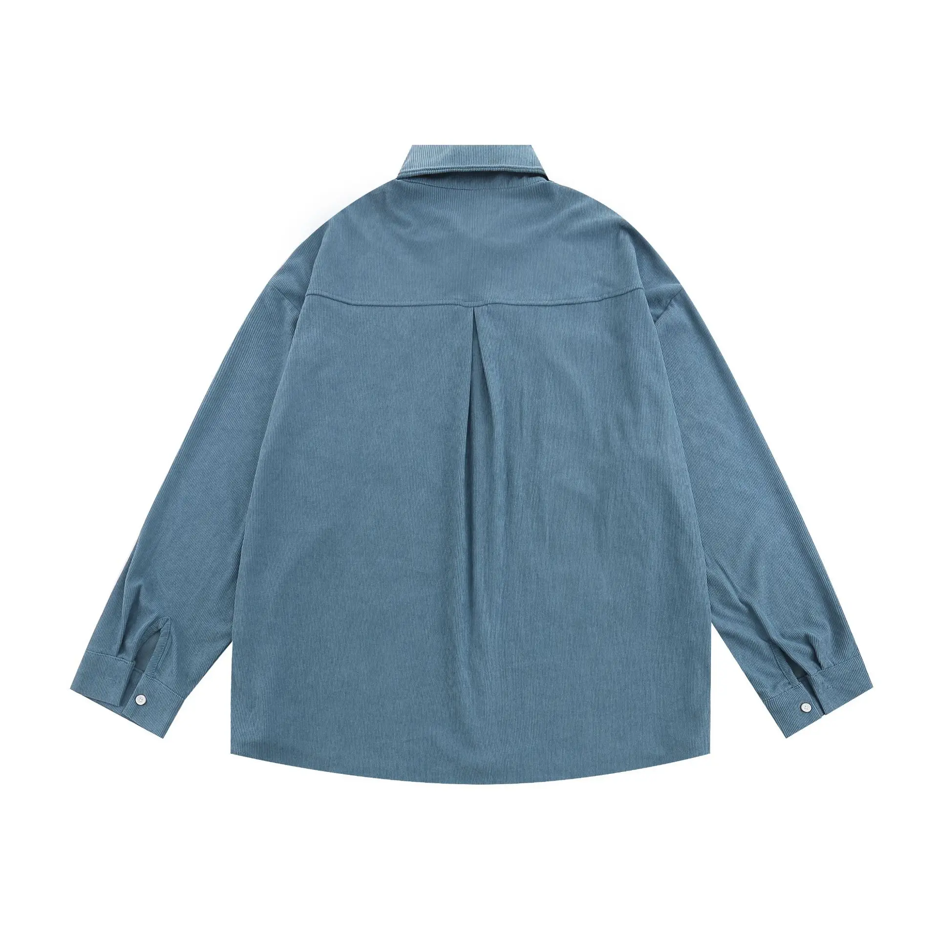 Japanese Vintage Embroidery Lone Sleeve Shirt For Men Women Hip Hop Corduroy Loose Tops Shirt Streetwear Y2K Clothes