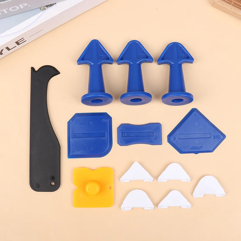 15PCS Caulk Nozzle Applicator Silicone Scraper Sealant Caulking Smooth Remover Tools Kit Floor Caulk Finisher Grout Accessoriess