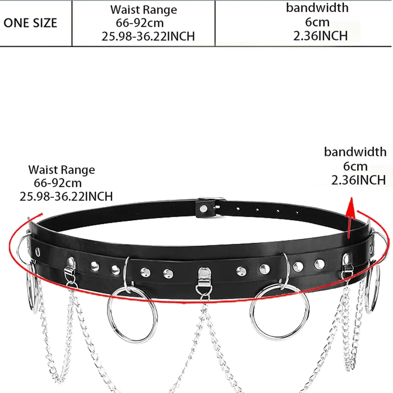 여성 패션 가죽 허리 벨트 하라주쿠 하네스 벨트 장식 배꼽 체인 벨트 허리띠 고딕 의류 액세서리