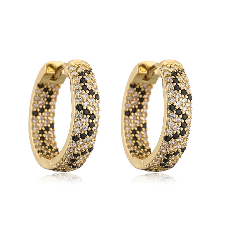 HECHENG,Fashion Leopard Print Hoop Earrings with Cubic Zirconia Small/Large Hoop Earrings Ladies Birthday Gift 1 Pair