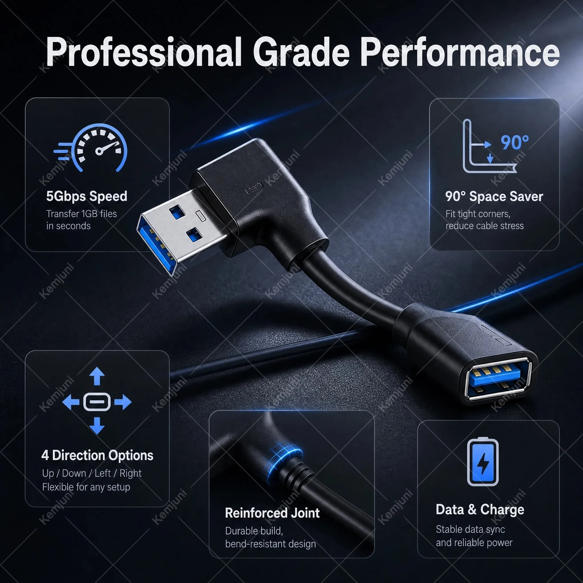 USB 3.0 Extension Cable Screw Fixed Male To Female 5GBPS Transmission USB Elbow Extension Cable 1M 5M 3M 5M USB Data Cable