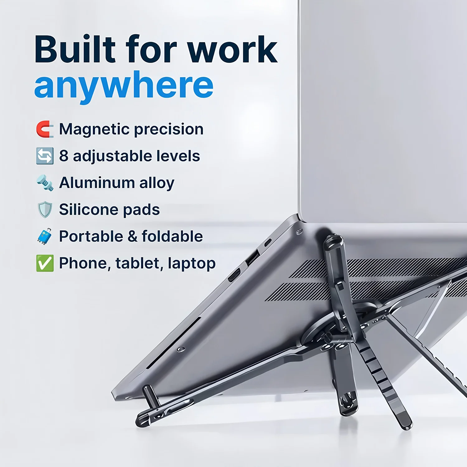 Soporte Magnético Multifuncional para Teléfono, Palo Selfie Plegable, Trípode Portátil, Soporte de Escritorio Compatible con iPhone, iPad y T