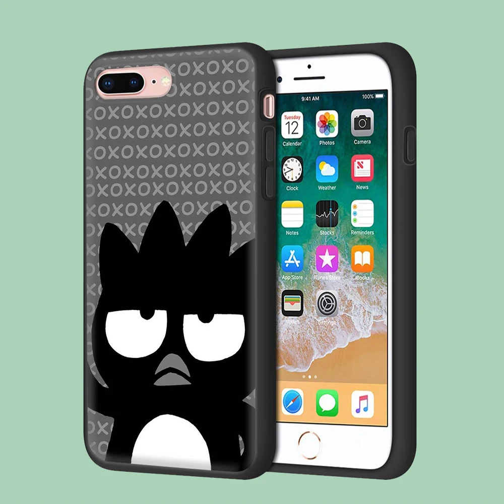 Capa protetora preta para OPPO, Reno 8, 8T, 6, 6Z Pro, 7, 7Z Plus, Badtz Maru